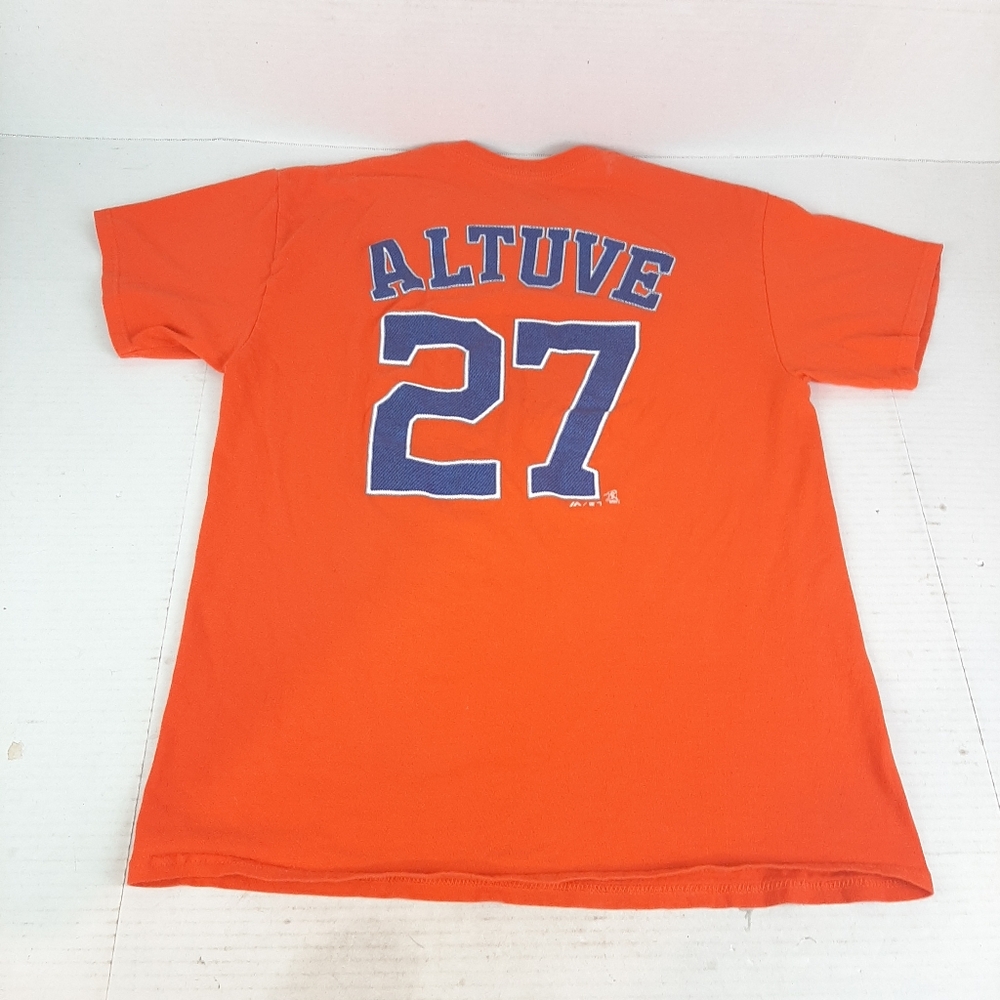 🔥Houston Astros Majestic Orange T Shirt Altuve 27 Adult Size Large  c5